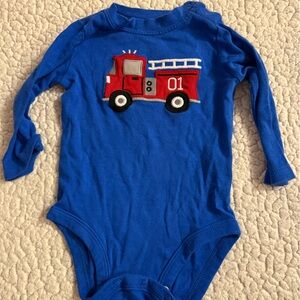 Carters Baby Fire truck Onesie Cotton Blue